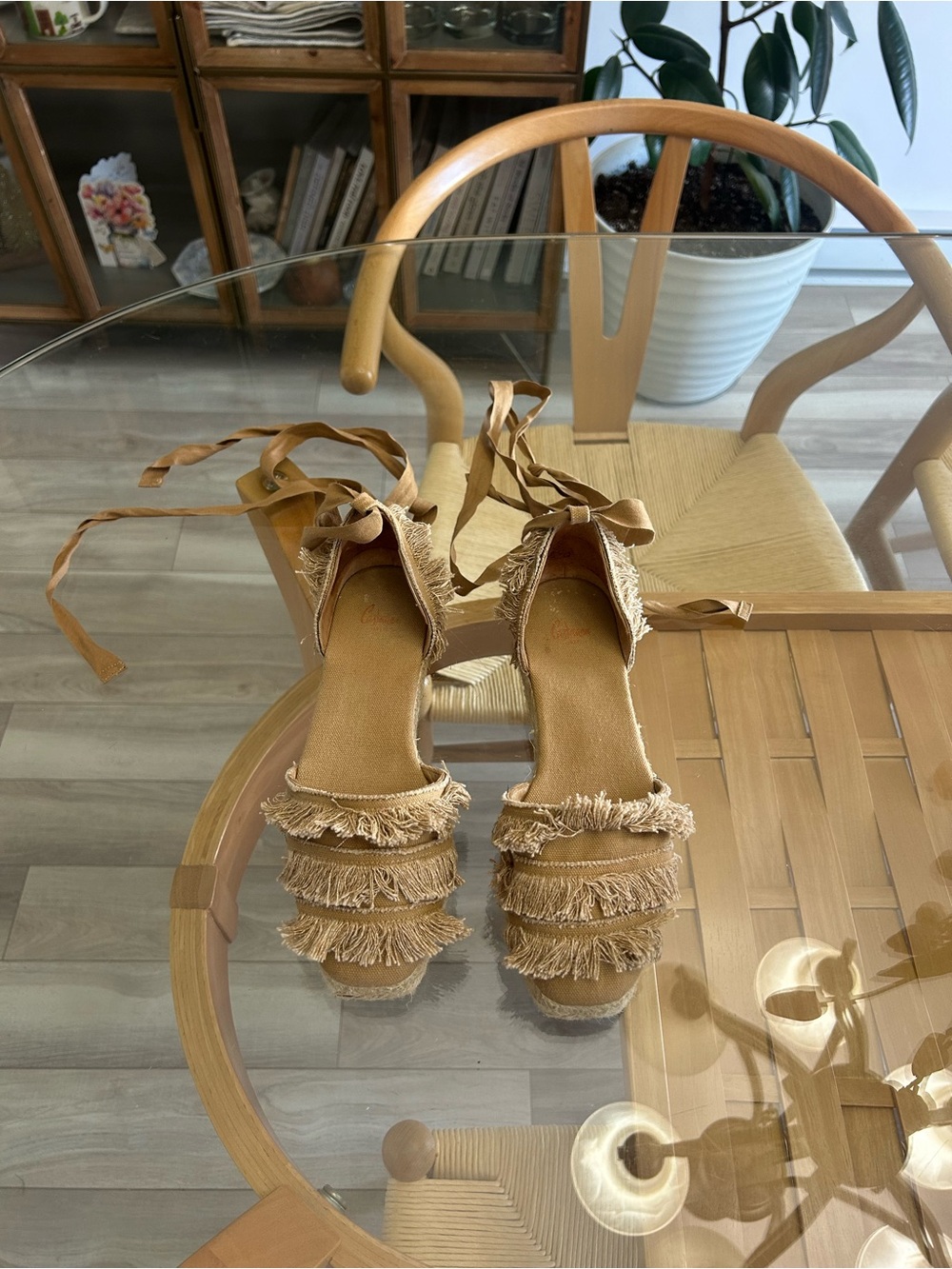 Castaner Tan Fringe Espadrille Wedge Sandals